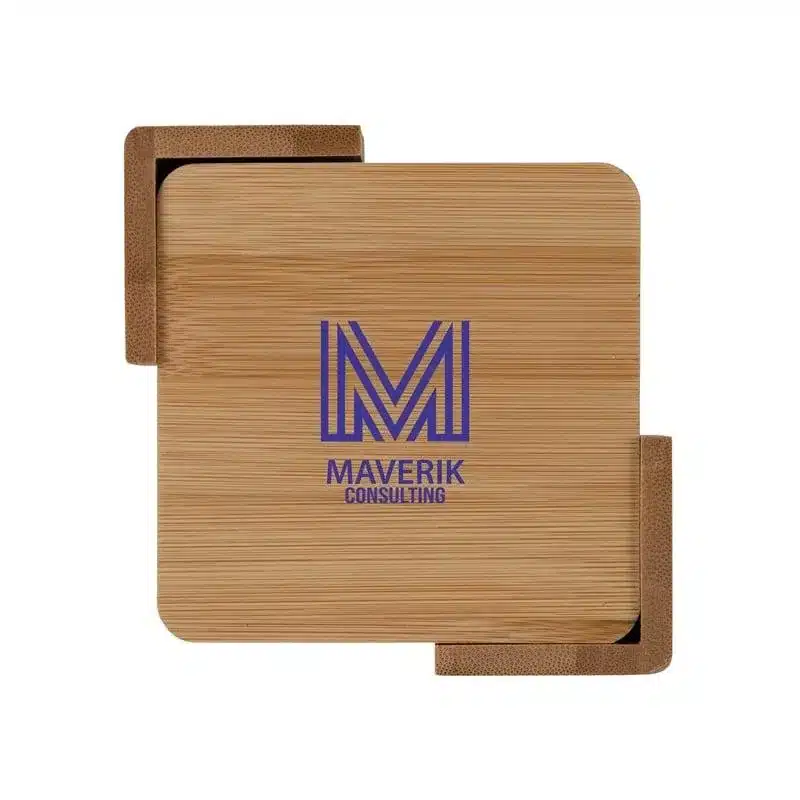 Brandon IV 4-Piece Bamboo Coaster Set