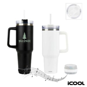 iCOOL® Borrego 40 oz. Double Wall, Stainless Steel Travel Mug with Speaker